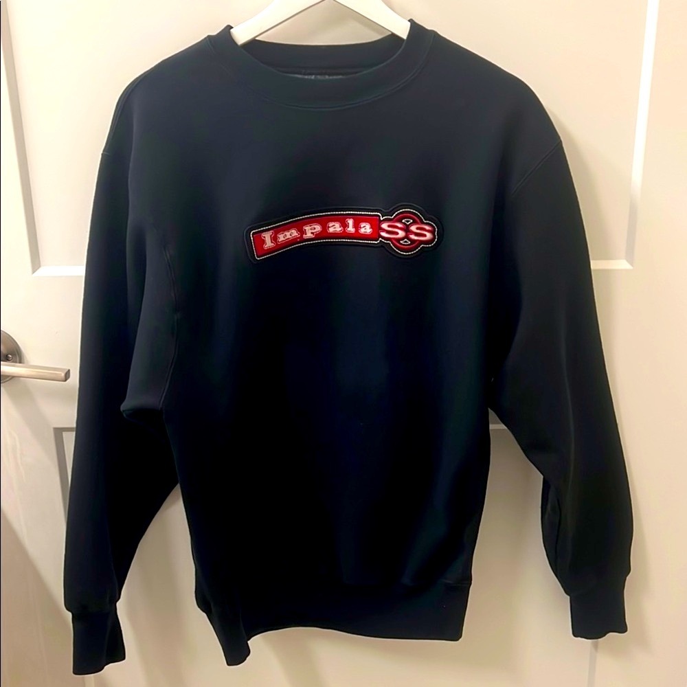 Vtg Chevy Impala SS Embroidered Logo Blue Sweatshirt